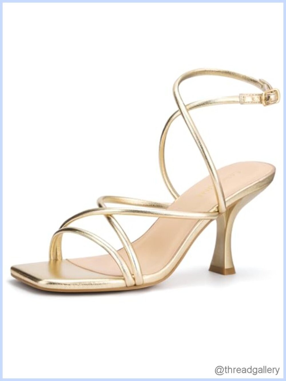 Square Toe Strappy Lace Up Kitten Heel Sandals Ankle Buckle
